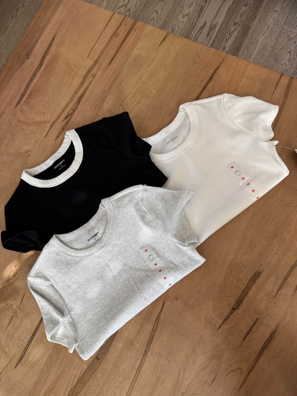 Old Navy Women Short-Sleeve Tee 3-Pack - Black, White & Heather Gray